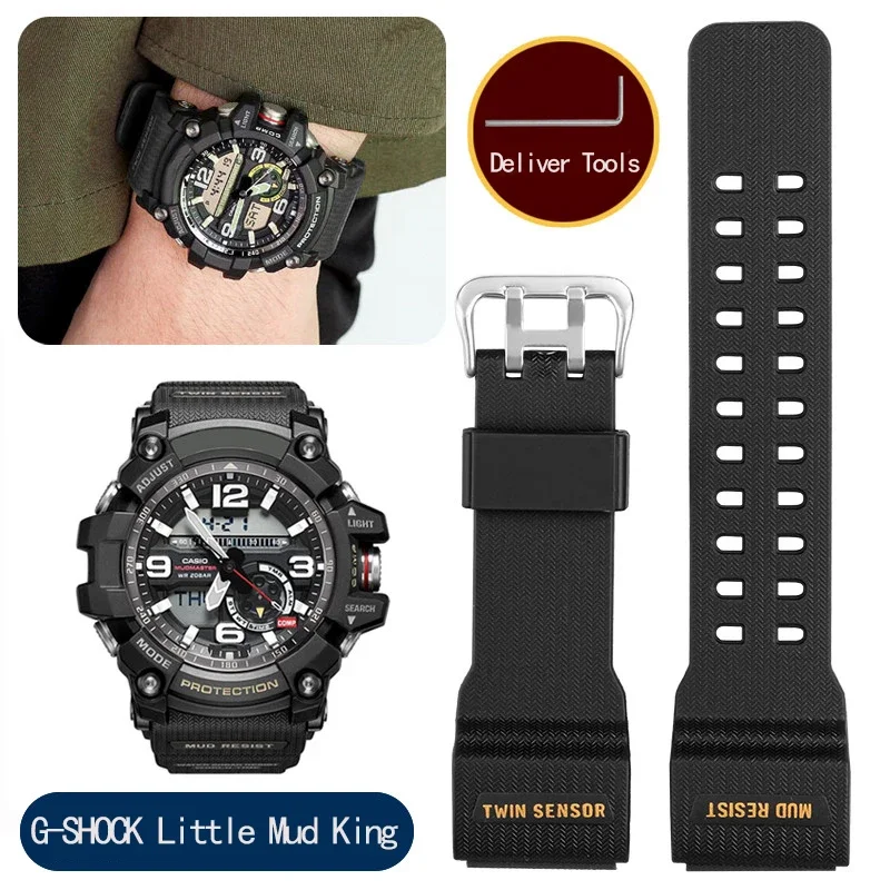 

Silicone Rubber Watch Strap for Casio GG1000 G-Shock GG-1000 GNG-100 GSG-100 Sport Resin Band Replace Waterproof Watchband tool