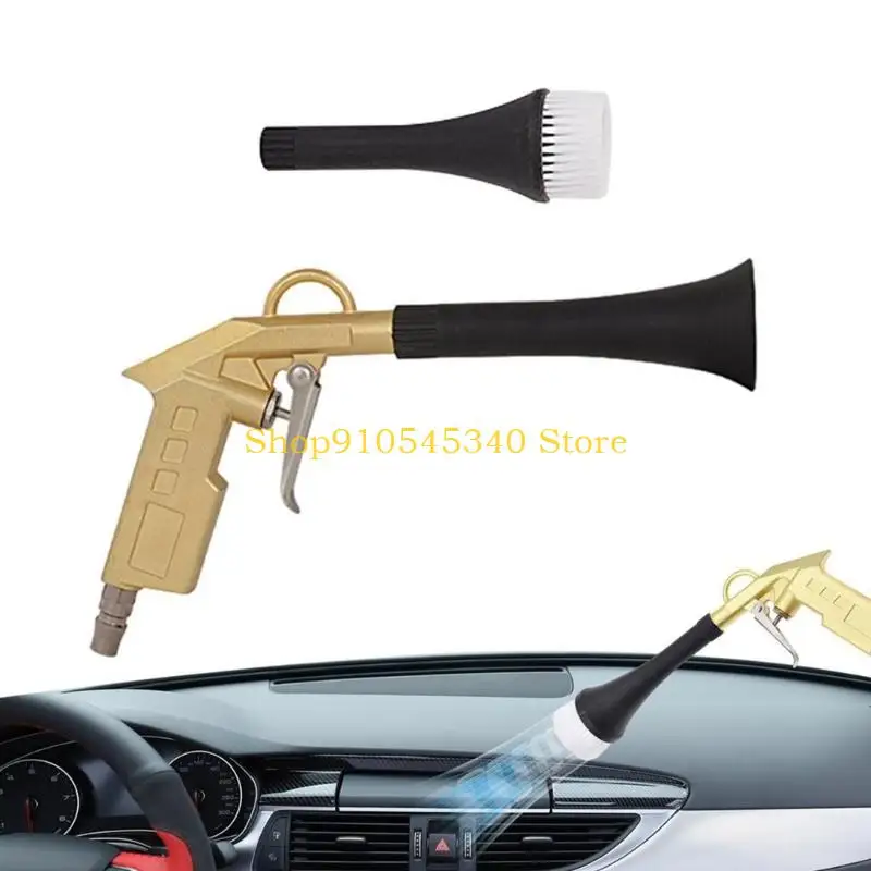 U2JA Air Cleaning Detail Tool Set for Car Interior Dust Cleanup, 5 Piece Metal Body with Nozzle, Detail Brush, Tube and Towel