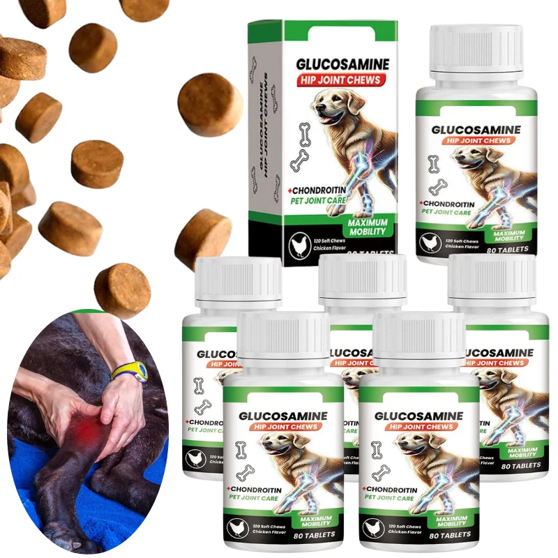 80 Tablets Dog Joint Care Tablets Supplement Glucosamine Pet Joint Care Soft Chews Chondroitin Supplement For Dogs Joint Support