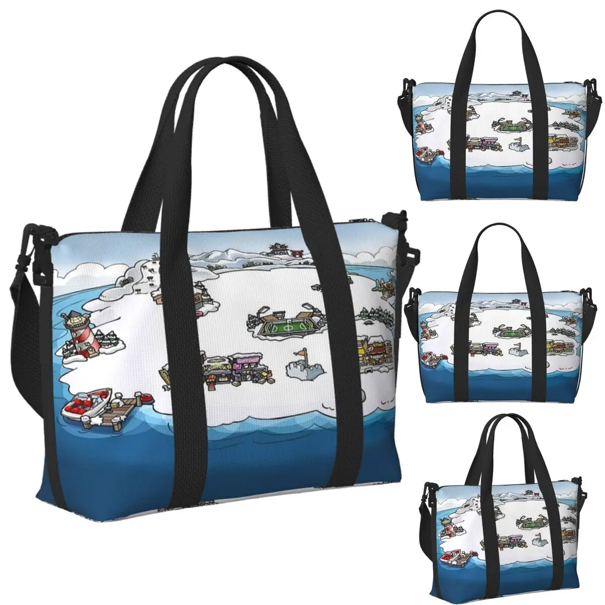 

Пляжная дорожная сумка на заказ Club Penguin M, большая вместительная сумка-тоут для тренажерного зала, йоги, женская дорожная сумка для покупок