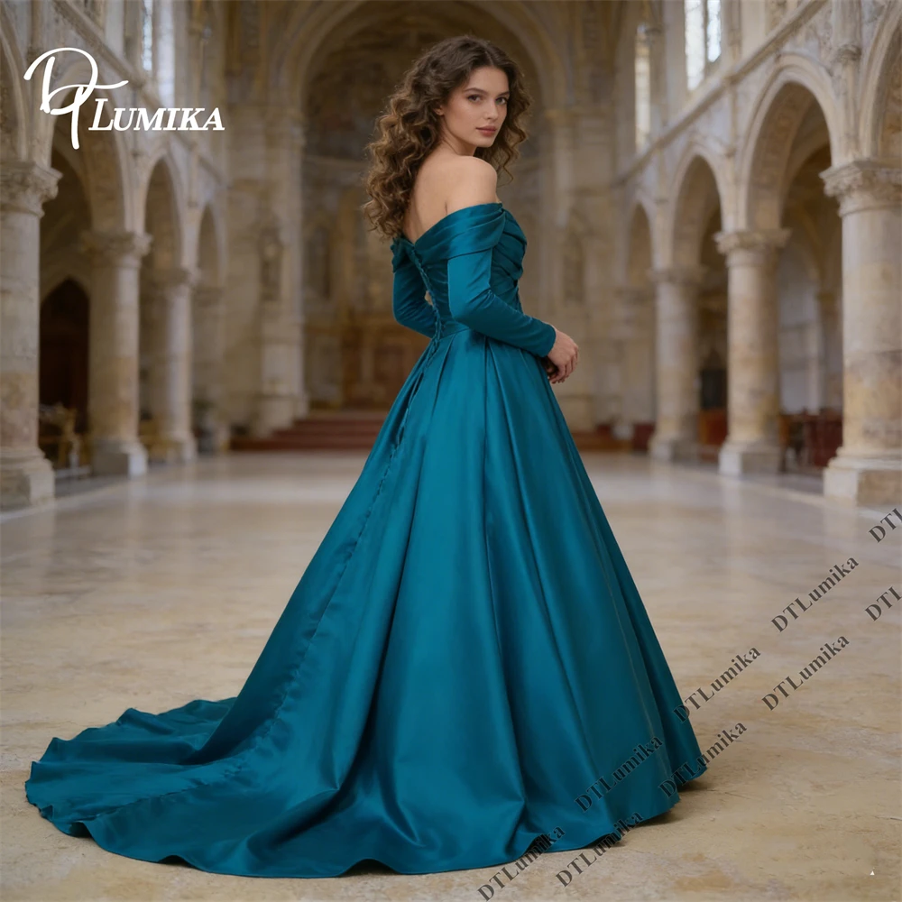 DTLumika Off-the-Shoulder Full Sleeved Party Dress for Women 2026 Plus Size Available Formal Evening Dress Customized Prom Gown