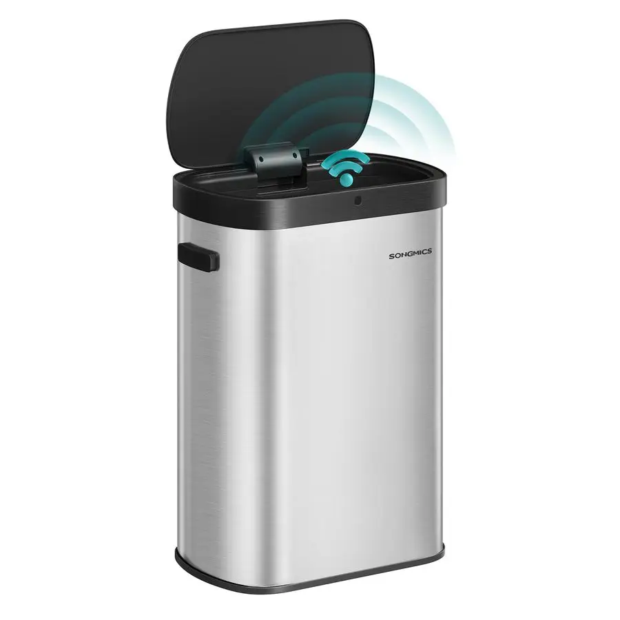 

Motion Sensor Trash Can, 13Gallon 50 L Automatic Garbage Can with Soft Close Lid, Stainless Steel, Wave or Touch to Open, Includ