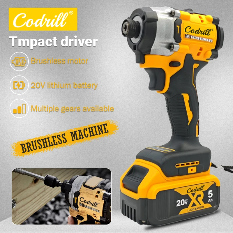 

Brushless Impact Drill Compact Driver Cordless Electric Drill Screwdriver Rechargeable Power Tools For Dewalt 20V Battery PIN