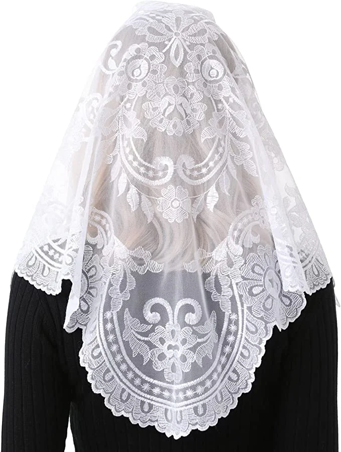 Spanish Traditioanl Triangle Veil Black and White Christian Catholic Church Veils for Women