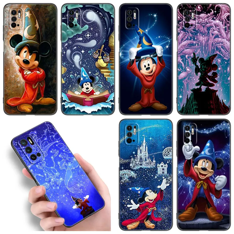 Fantasia Mickey Mouse Phone Case For Xiaomi Redmi Note 10 11 11S 12 4G 8 9 11E 11T Pro Plus 10T 5G 8T 9S 10S 12S Black Cover