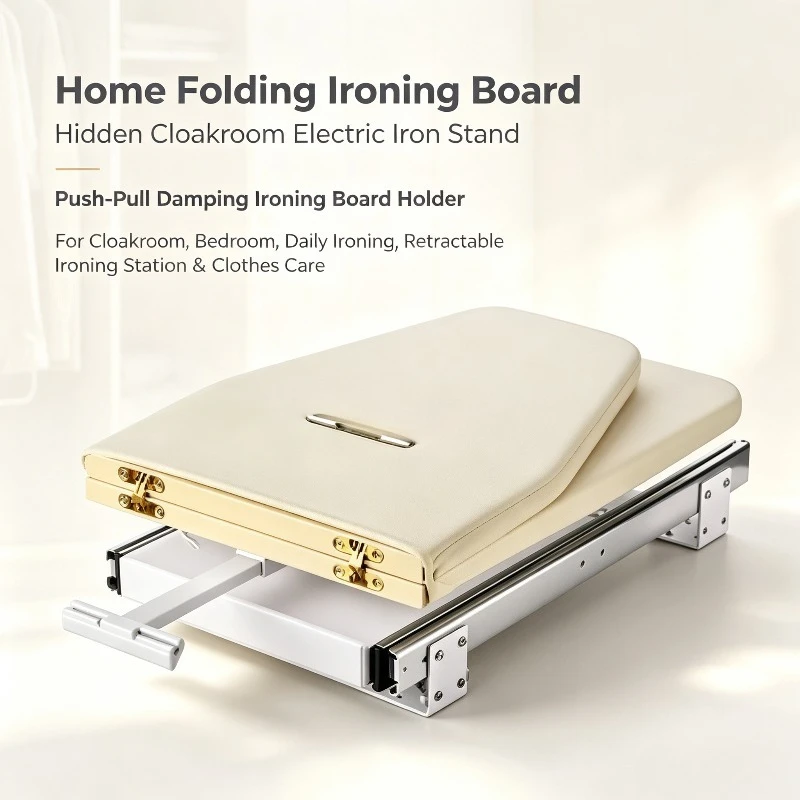 Home Folding Ironing Board, Hidden Cloakroom Electric Iron Stand, Push-Pull Damping Ironing Board Holder, Ironing Station