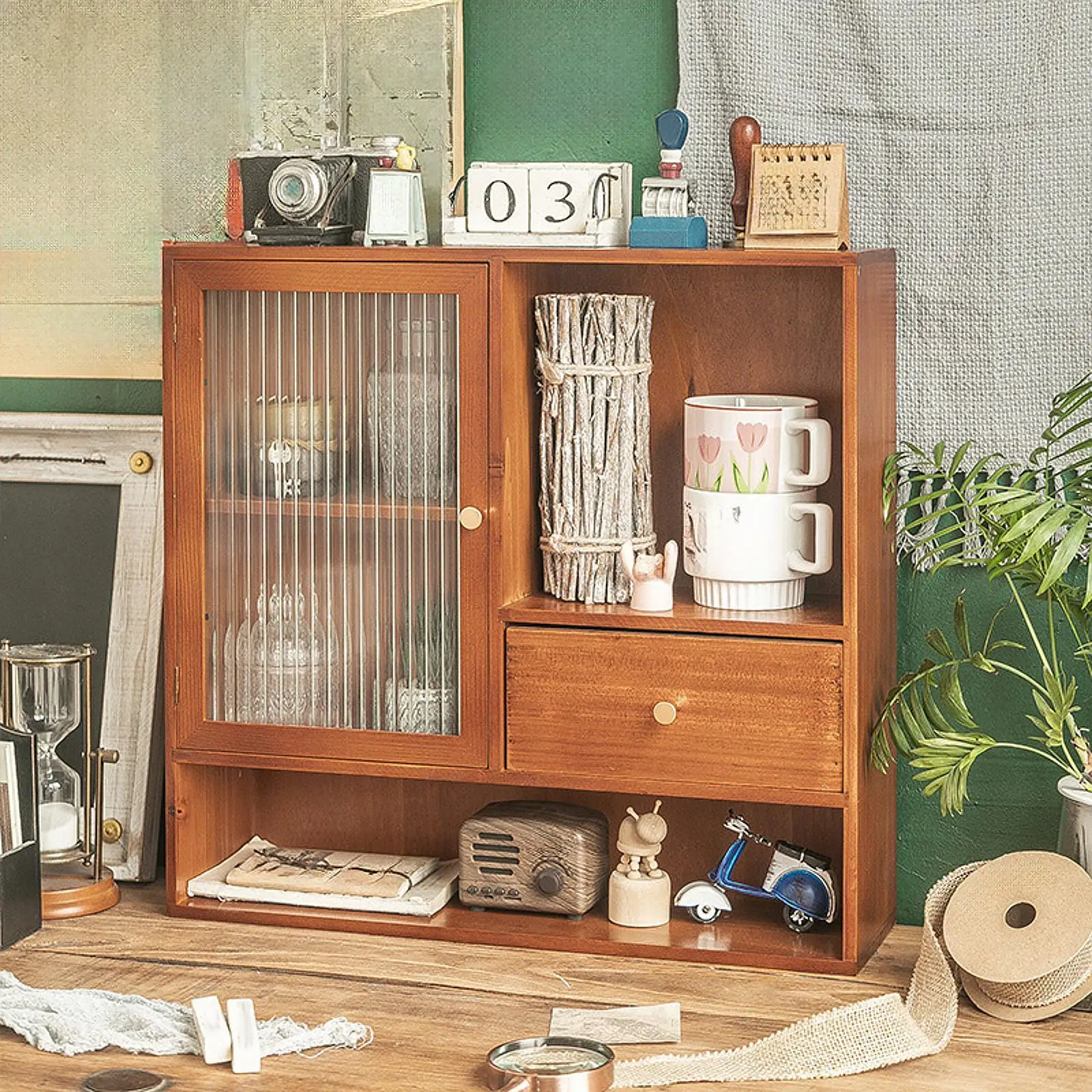 

Деревянный настольный шкаф для хранения вещей, витрина для домашнего офиса, гостиной