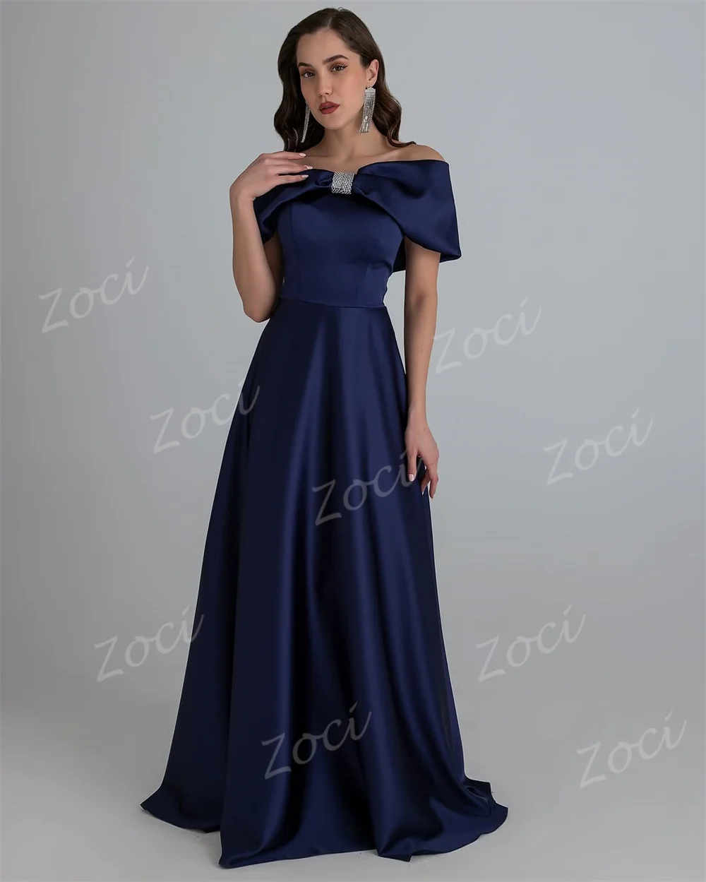Zoci Vintage Off Shoulder Red Prom Dresses Draped Satin A Line Beading Bow Evening Dresses Customized Formal Party Gowns 2025