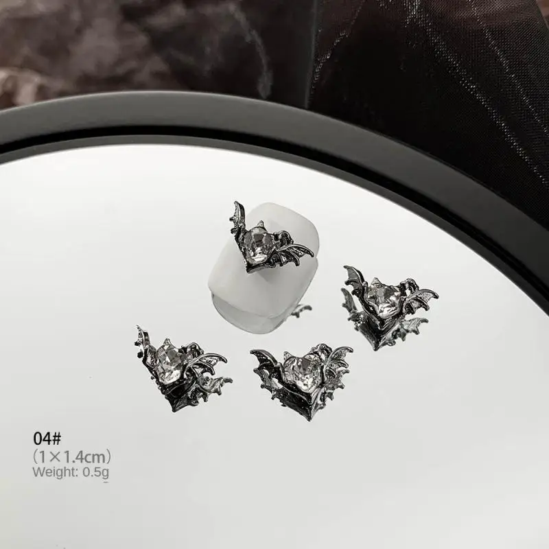 حلي أظافر الهالويون ، سلسلة مظلمة ، إكسسوارات متدلية ، لوازم أظافر متقاطعة ، مجوهرات فنية متقاطعة ، غراب عتيق ، قلب