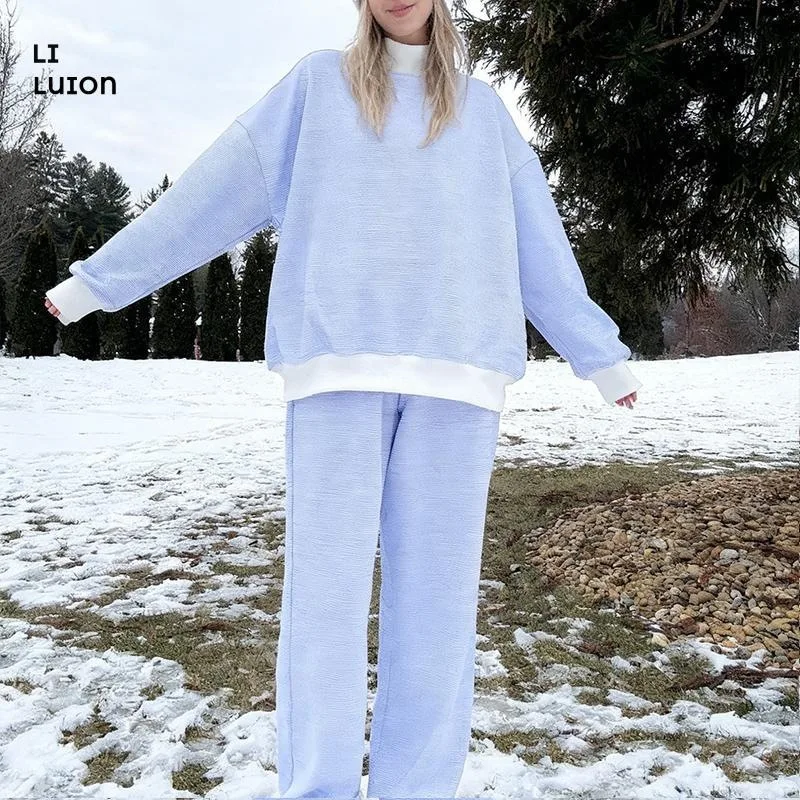 

Women's Blue And White Striped Mockneck Sweatshirt Summer Fashion Set Casual Work Uniform School Uniform No Brand Registered ...