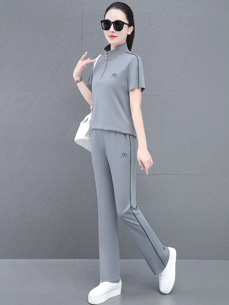 

TUCANO Ladies Casual Sports Suit Set Summer 2025 New Running Fitn f Zip ort Sve Two Piece Set Long Pants