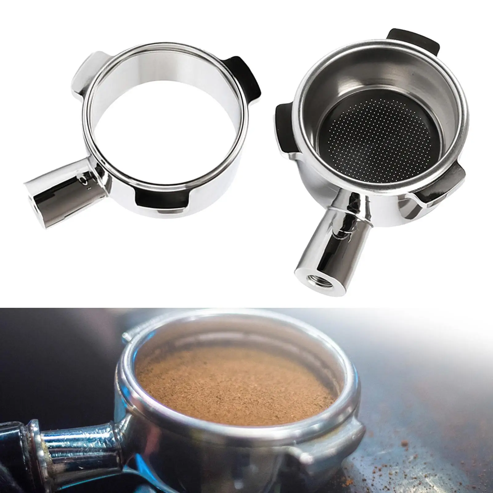 Stainless Steel Coffee Portafilter Group Head 54mm Bottomless Replacement Part for 3 Ear Coffee Machine Accessories