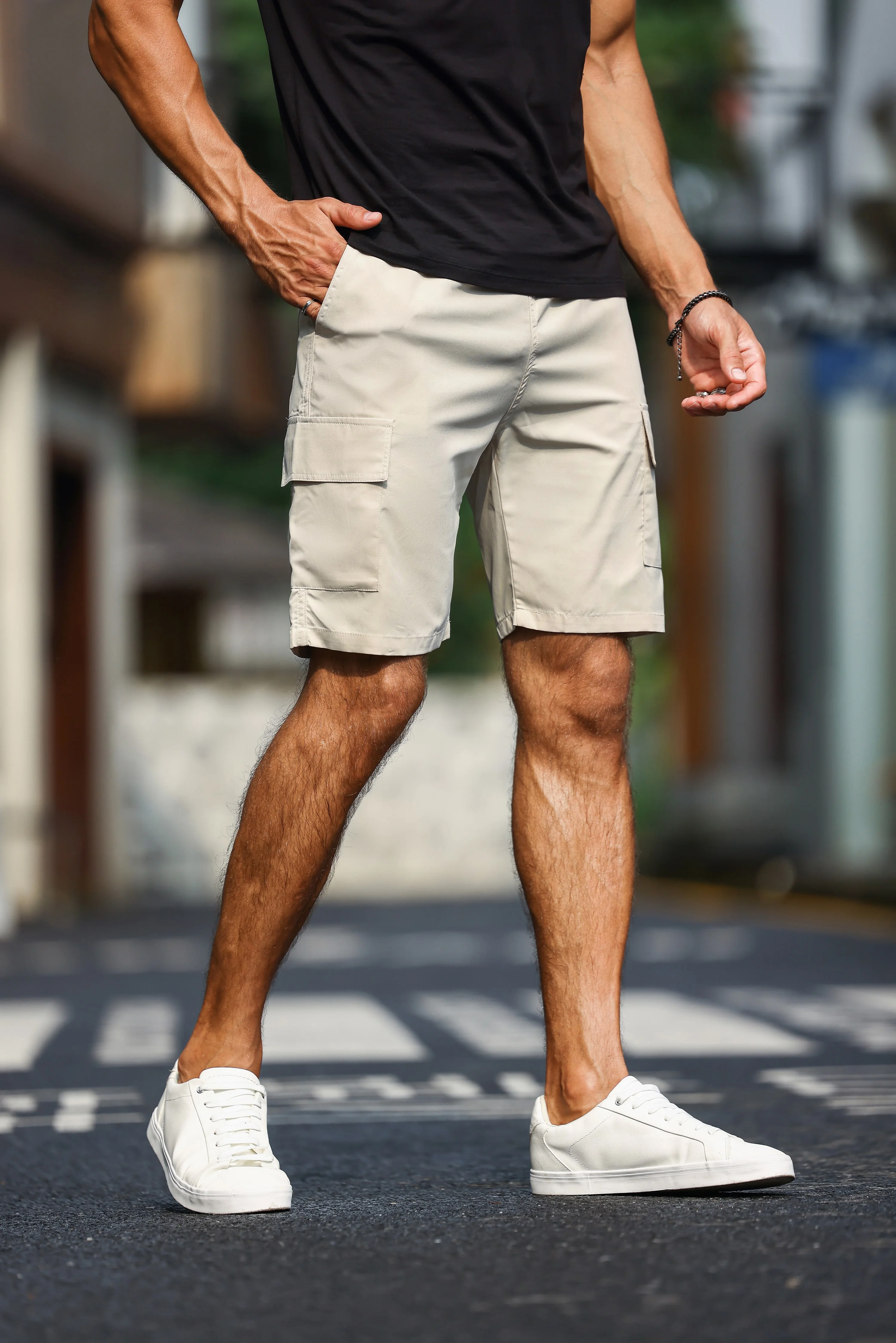 Men\'s Plain Casual Comfy Cargo Shorts, Summer Clothing, Bermuda Shorts