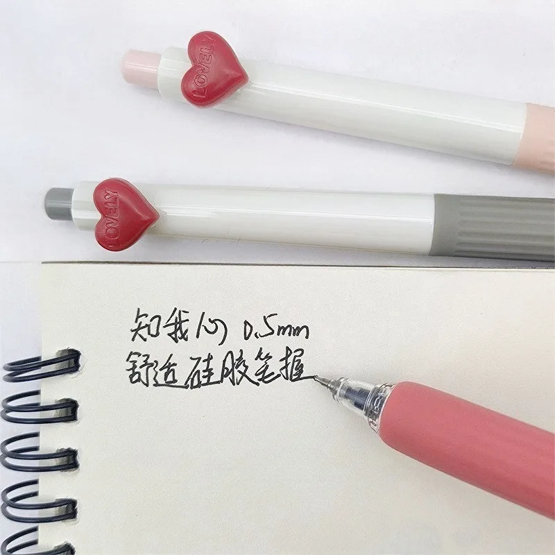 Cute Heart Love Gel Pen 0.5mm Black Writing Pen Cloud Ballpoint Pen for Work Test Homeworkfor School Office Party Gift