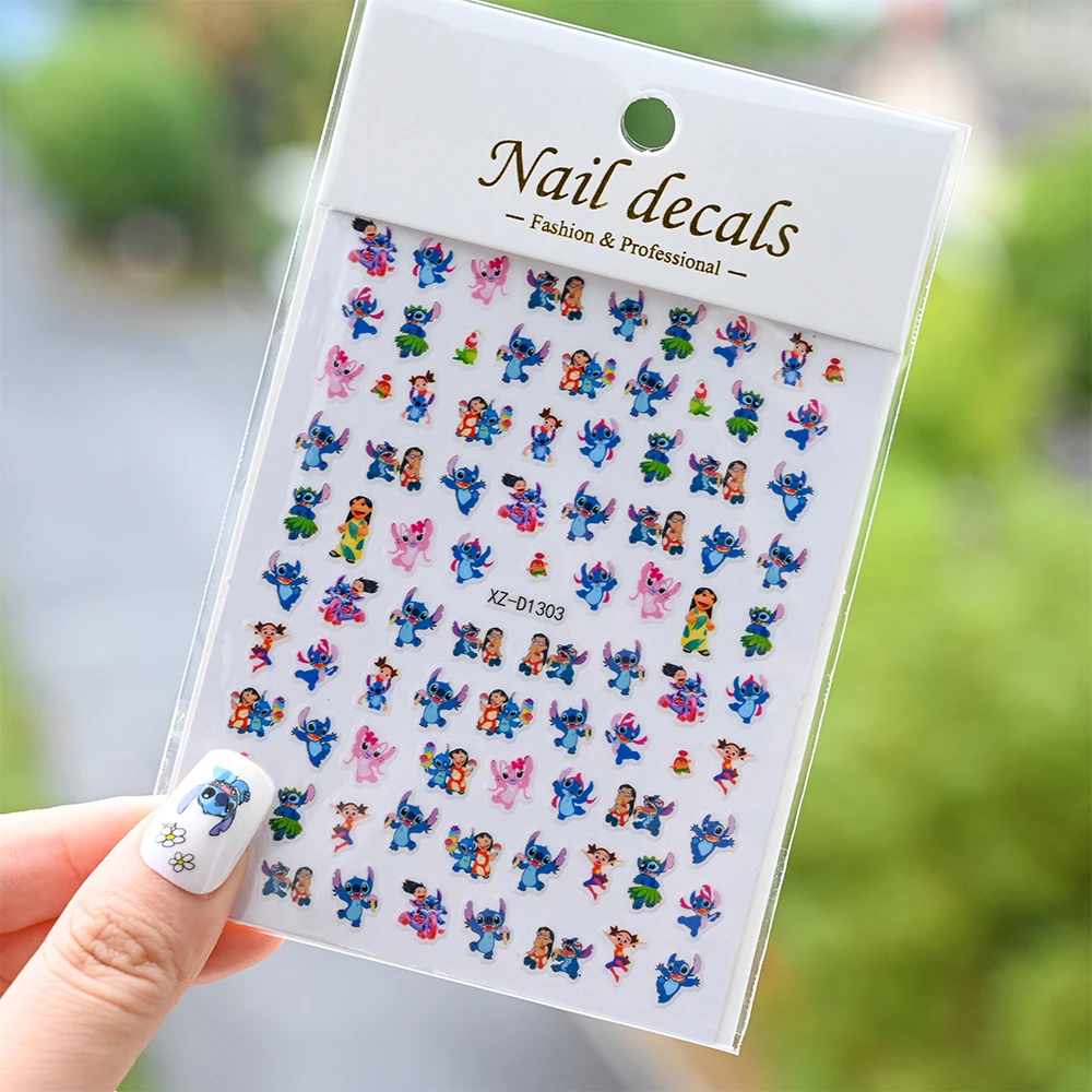 1Pcs 3D Cartoon Mini Stitch Angel Nail Art Sticker 8*10CM Multiple Expressions Stitch Kawaii Nail Decals DIY Anime Stitch Slider