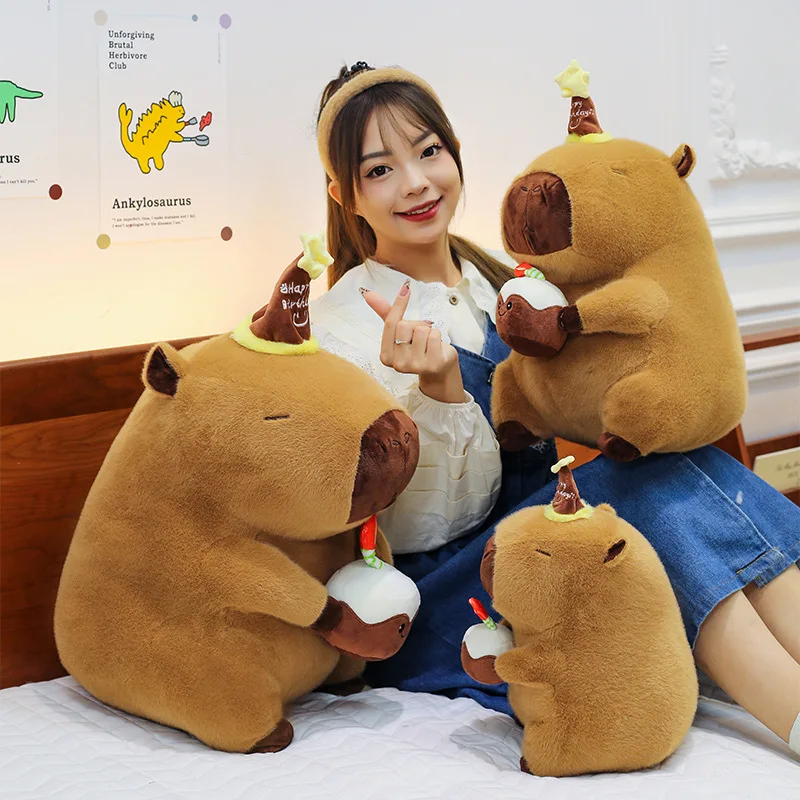 Urocza pluszowa kapibara, maskotka, śliczny, głupi, uroczy prezent urodzinowy, świąteczny dla dzieci, frytki, śliniak, ciasto, hipopotam, zwierzę, miękka zabawka.