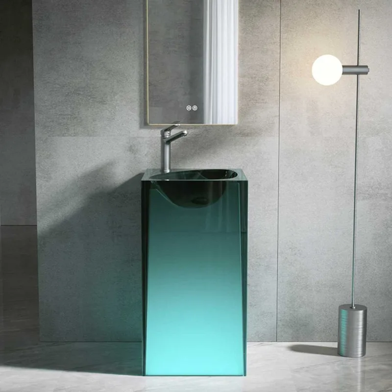

Transparent resin atmosphere integrated Internet celebrity basin column luxury hotel bed bathroom balcony