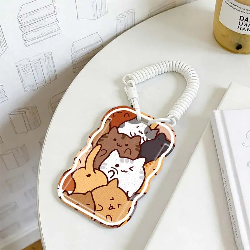 Card Protective Case for Kpop Photocard Holder Photo Protector Student Bus/Meal Card Protection Case Stretchable Spring Cord