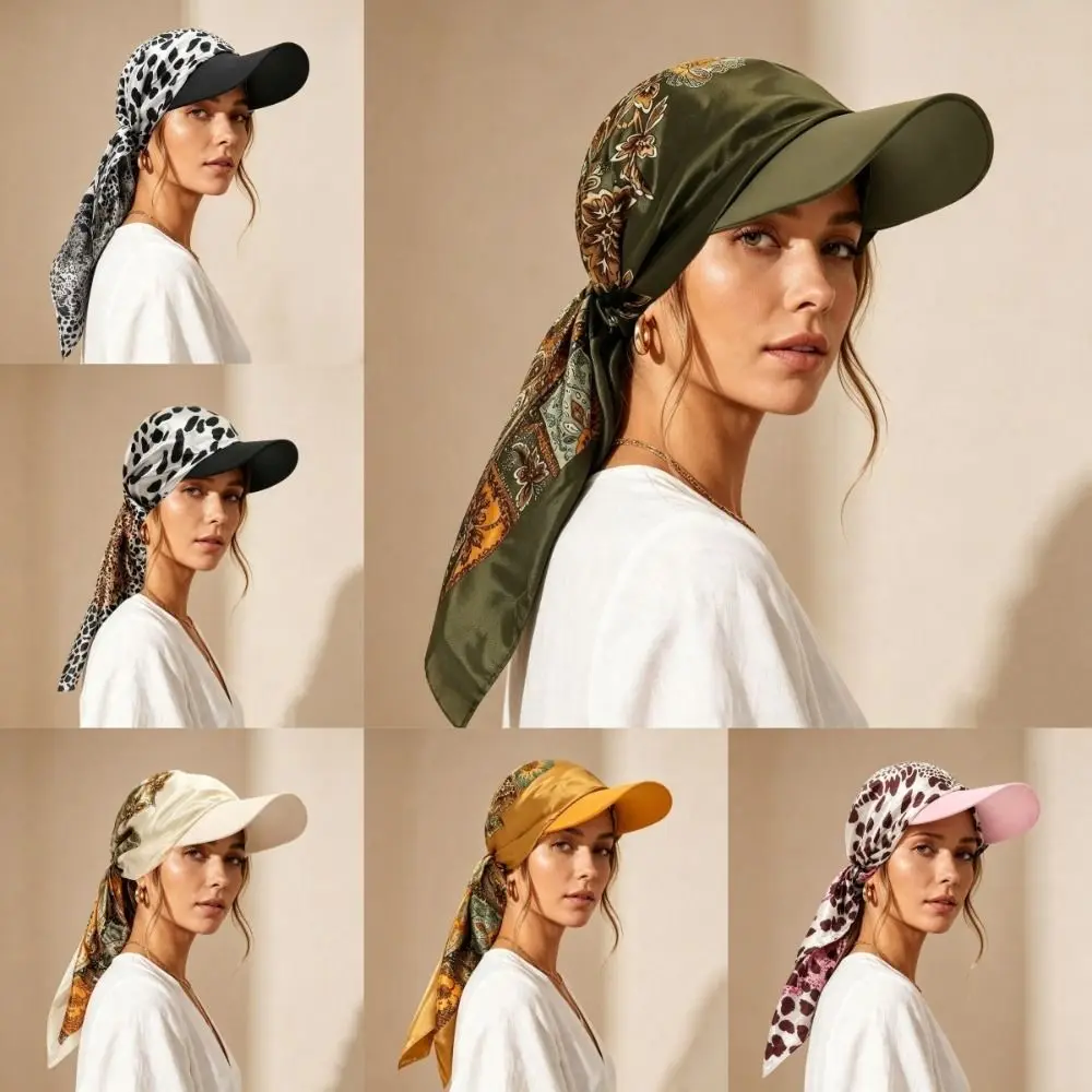 Portable Sun Visor Brim Satin Head Scarf Stylish Elegant Bandana Cap Breathable Sun Visor Scarf Unisex