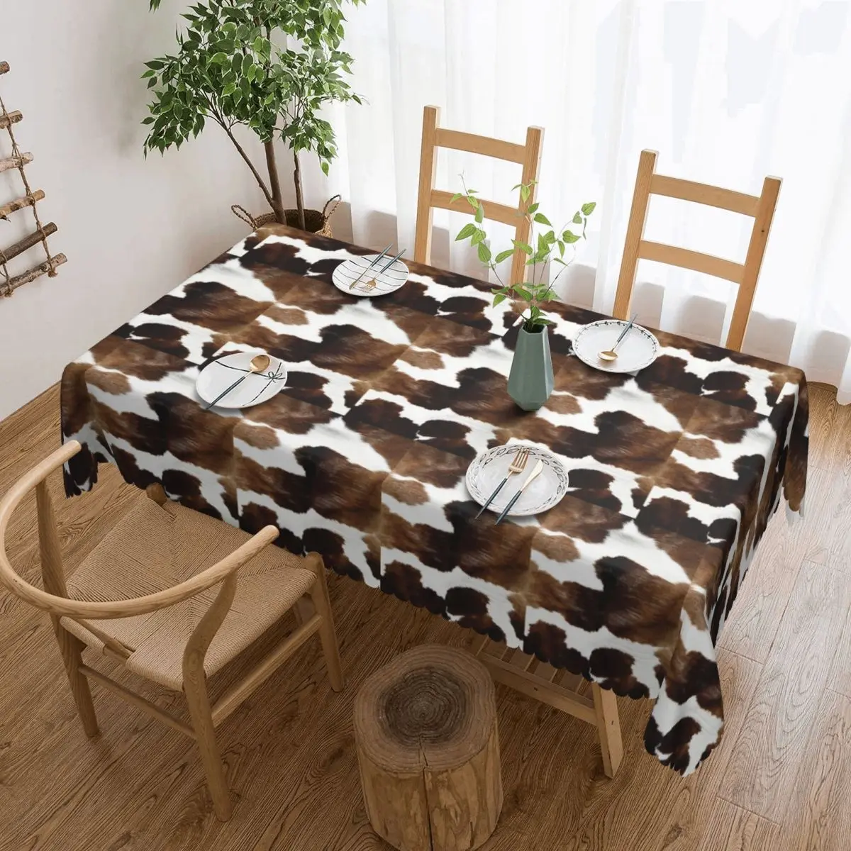 Rustic Ranch Cow Print Tablecloth Restaurant Kitchen Rectangular Tablecloth Festival Party Tablecloth Outdoor Dining Table Cover