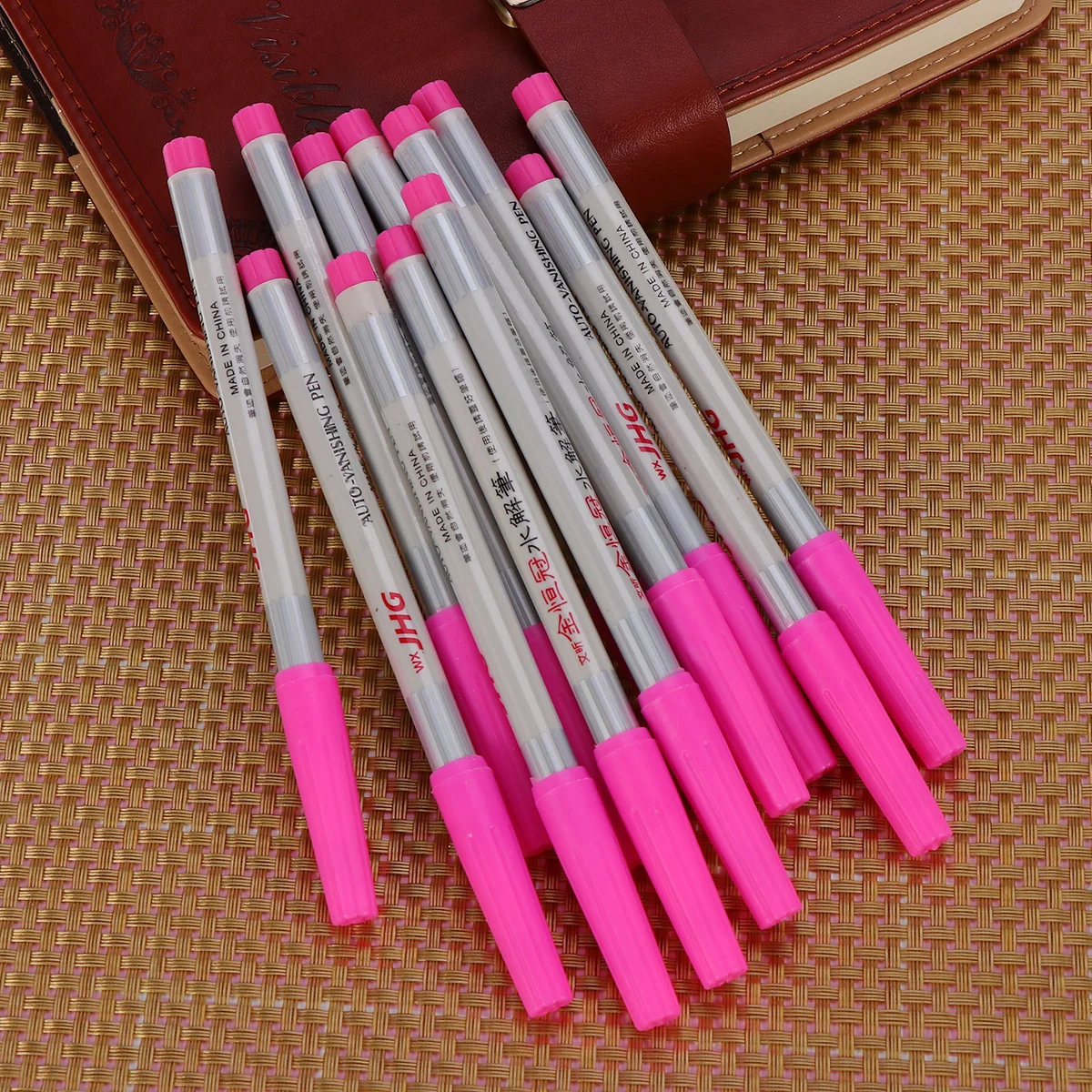 

12PCS Auto Vanishing Pen Water Soluble Ink for Cloth and Fabrics Sewing (Aubergine) air erasable pen water erasable pen