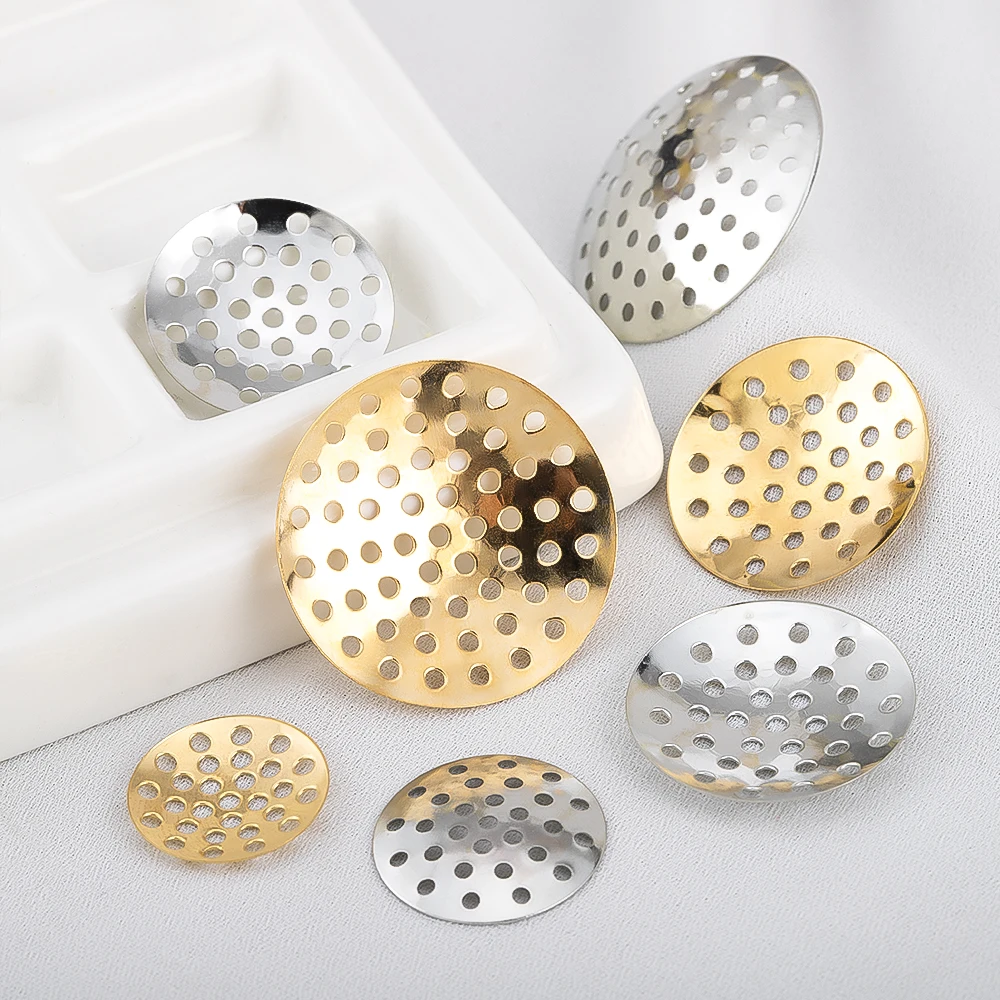 50pcs 14mm-25mm Brooch Base Brooches Bouquet Metal Disk Shell Flower Cabochon Bezel Round Blank For Diy Jewelry Making Wholesale image 5