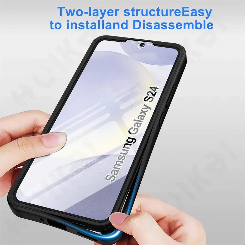 Case For Samsung Galaxy S24 S23 S22 Ultra Plus A55 A35 A15 A54 FE 5G 360 Full Shockproof Silicone Screen Protection Phone Cover image 2