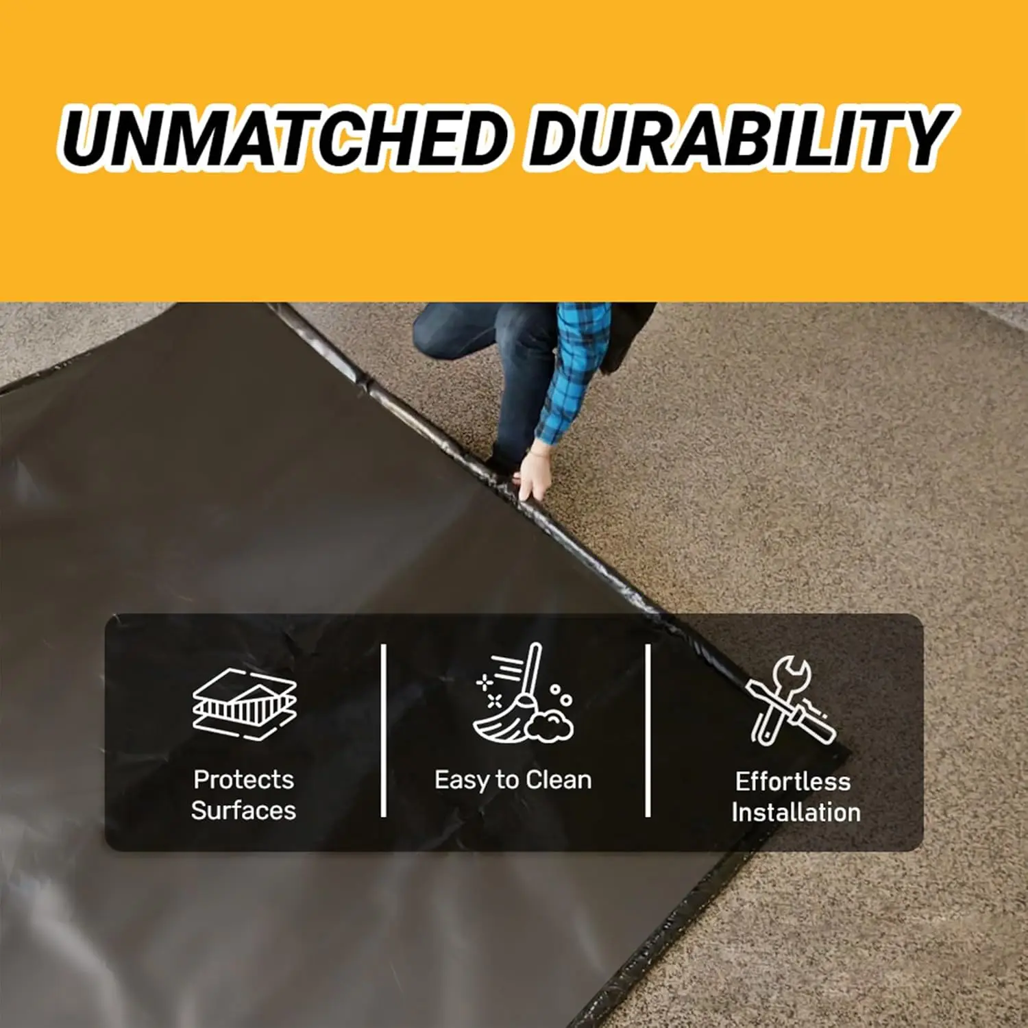 

8.5 Foot x 20 Foot SUV and Truck Size Heavy Duty Garage Floor Mat for Under Truck with Stay Put Corner and Telescoping Squeegee