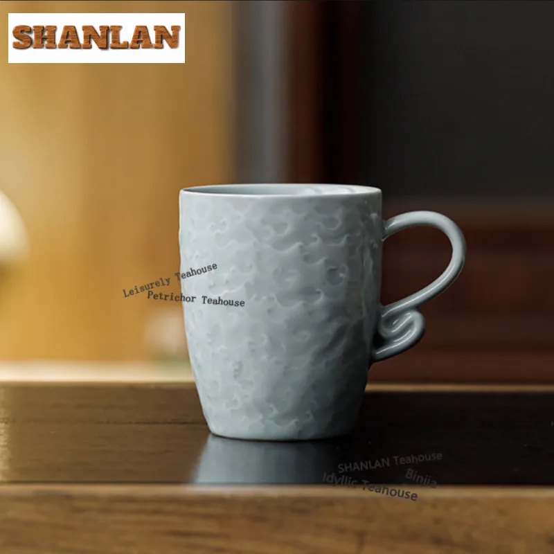 265ml Relief Sea Wave Dragon Scales Coffee Mug Cappuccino Latte Cup Afternoon Tea Mug Office Water Cup Tea Services Ornaments