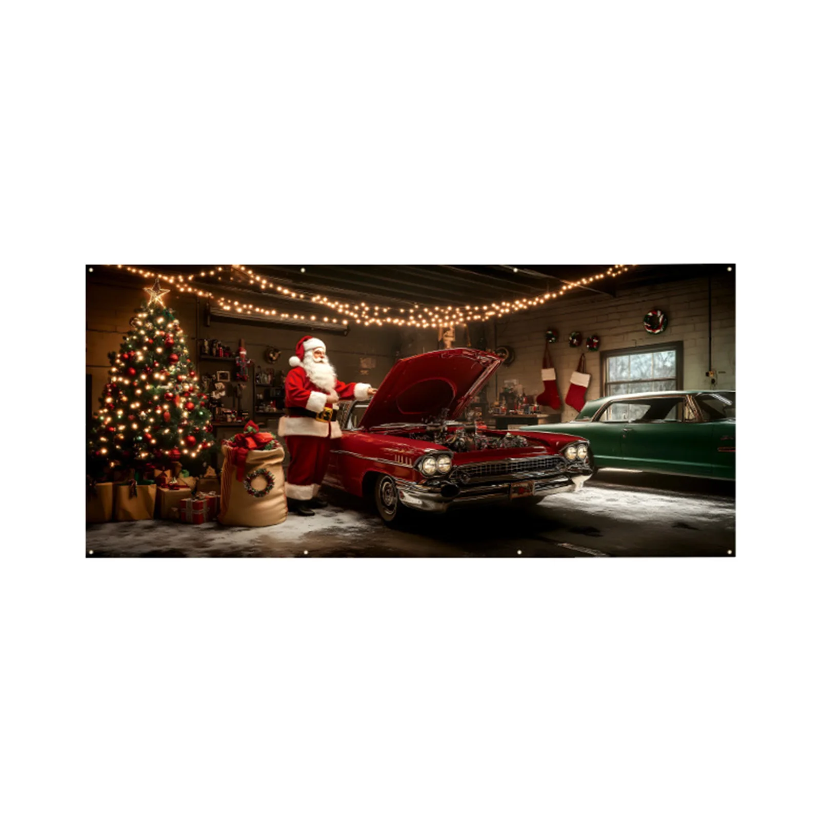 

Рождество Cheer для двоих автомобилей, гаражи, праздничная полиэфирная ткань, декор для гаражных ворот, рождественское украшение для гаражных ворот S006