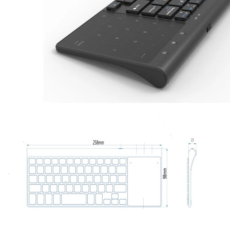 Thin 2.4G USB  Wireless Keyboard with Touchpad Mouse Number Numeric Battery Wireless Keypoard for Android Windows Desktop Laptop