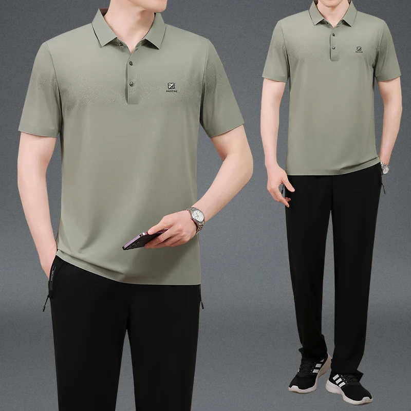 

Casual Loose ort Sve irt Men's Faion T-irt Turn-down Collar Dad Top Summer Lightweight Color