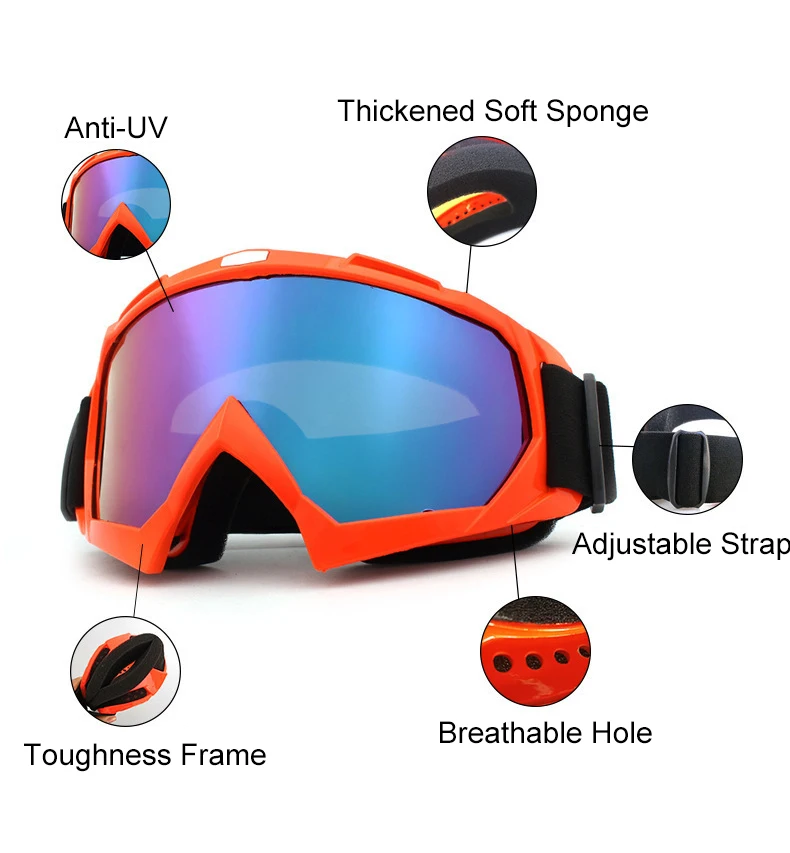 Windproof Esqui Goggles, Dustproof Goggles, Outdoor Sports Eyewear, Óculos de esqui, Caminhadas, Ciclismo Lens Frame Sunglasses, Inverno, 1Pc