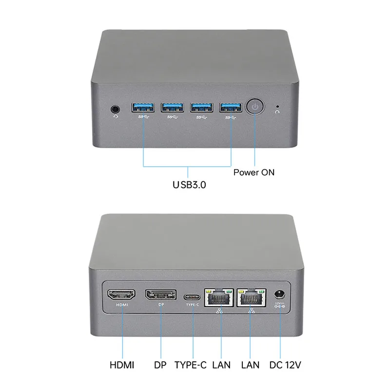 Mini PC Intel N100 de cuatro núcleos, hasta 3,40 GHz, 8GB de RAM, 128GB, M.2, SSD, Dual GbE, LAN, WiFi de doble banda, BT4.2, 4K, pantalla de 60Hz, Windows 11