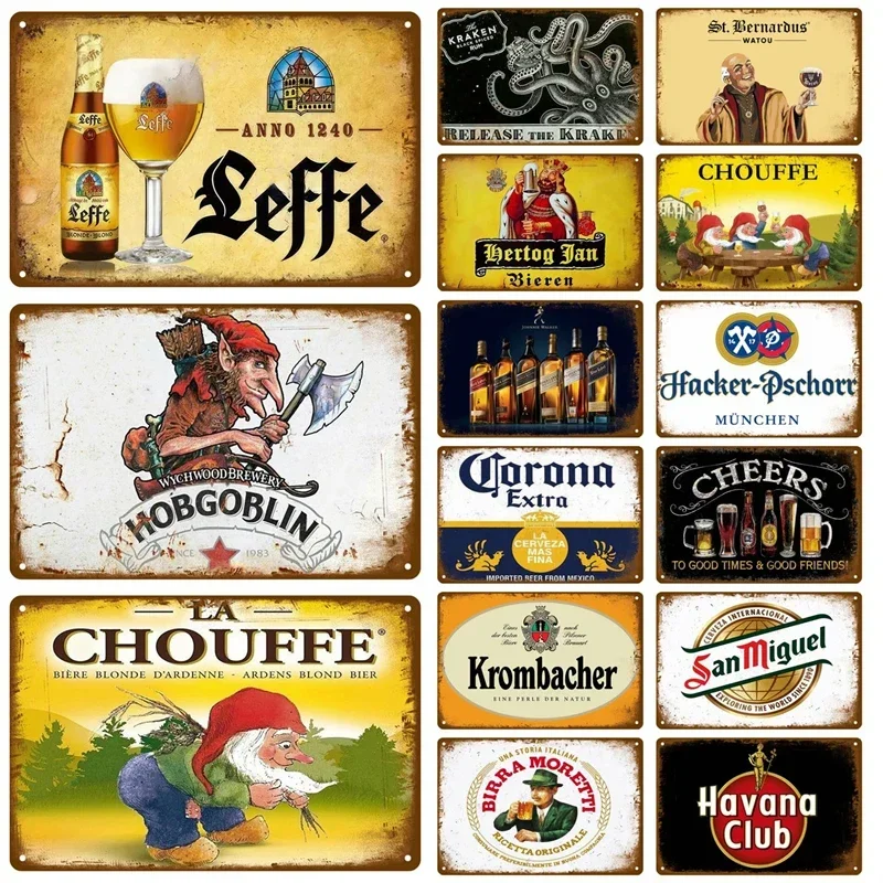 Beer Tin Sign Vintage Wall Sign Art Club Bar Poster Home Decoration Metal Signage Wall Decoration Retro Cafe Wall Art Plate Brand