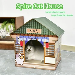 Cat house withcat scratcher durable cat scratching board corrugated cardboard cat bed