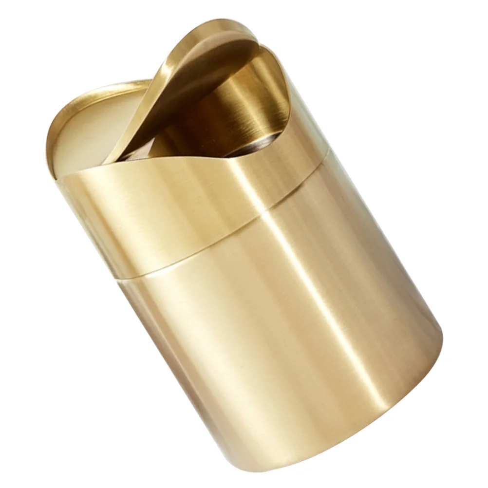 

Stainless Steel Trash Can Recycling Bin Desktop Recycle Wastebasket Car Garbage Bedroom Table Gold