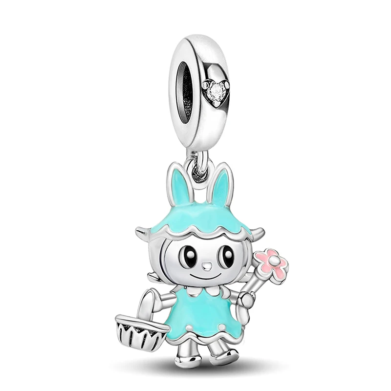 

925 Sterling Silver Rabbit Explosion Love Heart Bowknot Elf Series Pendant Fit Fashion Bracelet High Quality DIY Jewelry