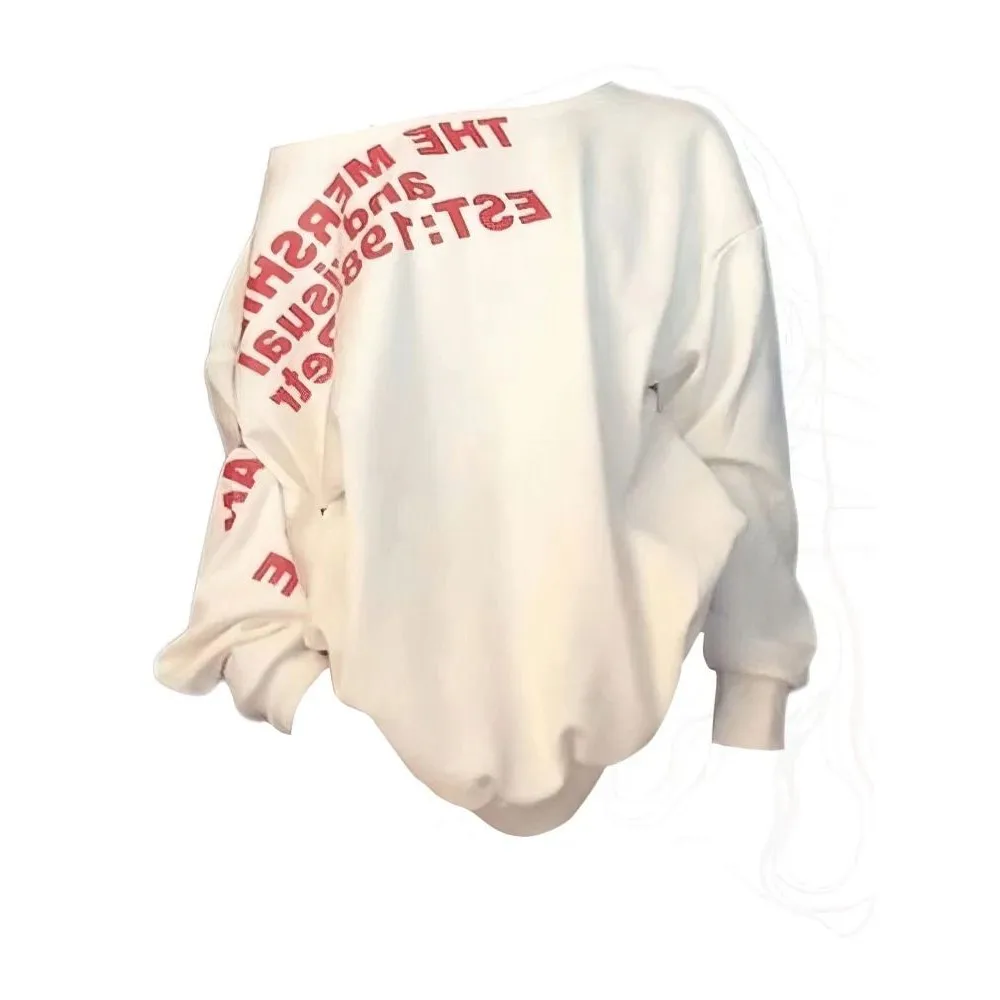 

Y2K Sexy Oversize T-irt Women Streetwear Print Long Sve Cleanfit Sle Ladies Faion Linen Material A-Line Sve