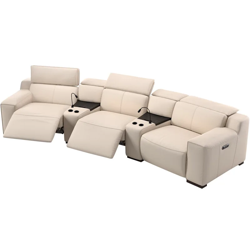 

Italian leather art leather sofa combination, top layer cowhide, living room, multifunctional space electric cabin