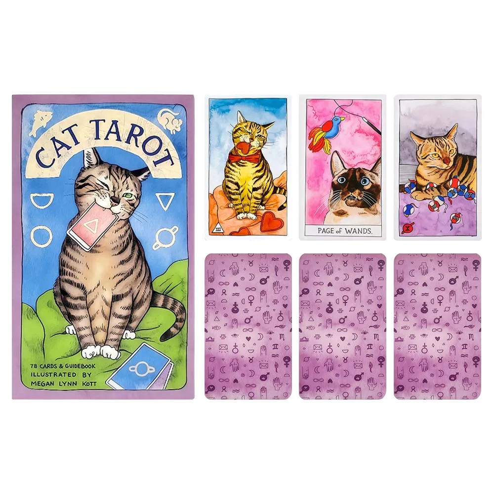 

Cat Tarot Deck 78 Cards English Oracle Board Game Divination Fortune Telling Card Set for Adults