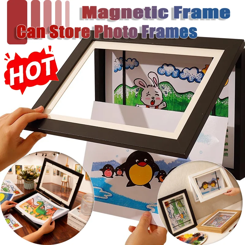 2 in 1 Magnetic picture/Photo Frame Front Open Changeable Frametory for Poster Photo Drawing Painting Picture Display Home Decor