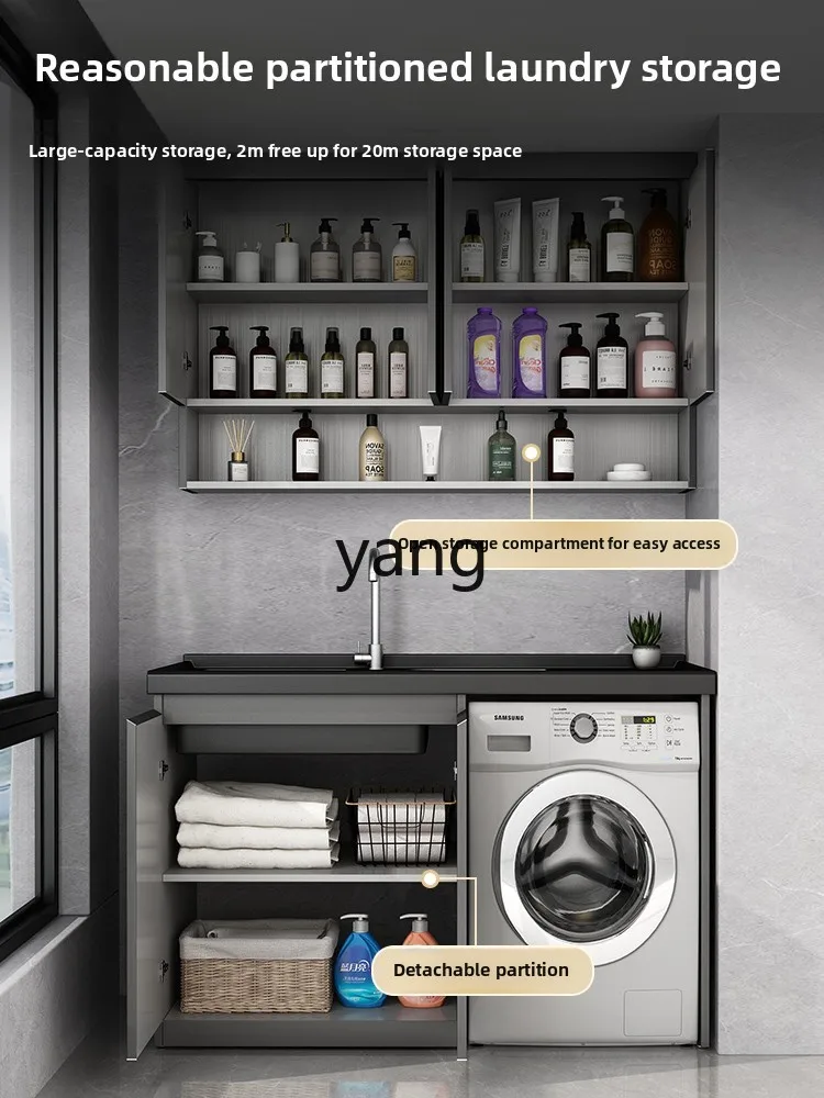 LMM balcony laundry pool with rubbing board integrated cabinet significant other washbasin laundry table slot