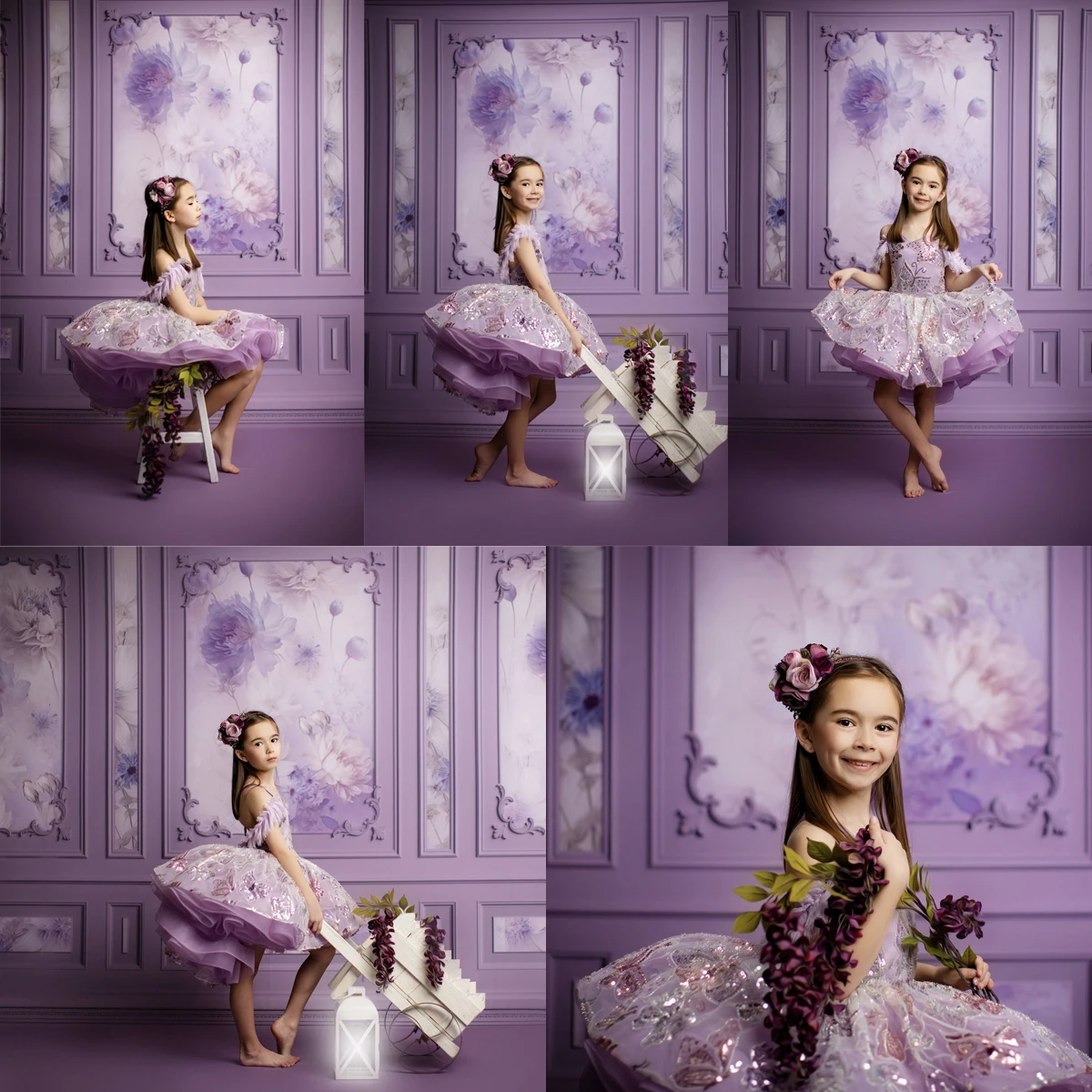 

Princess Wall Purple Backdrops Kids Adult Child Baby Photocall Decors Vintage Castle Room Carving Pattern Background