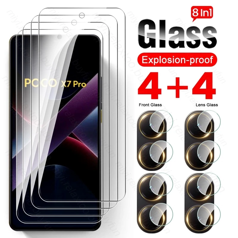 8In1 Tempered Glass For Xiaomi Poco X7 Pro 5G Screen Protectors PocoX7Pro Camera Glass PocoX7 Pro Little Poko X7Pro X 7 Pro 7Pro