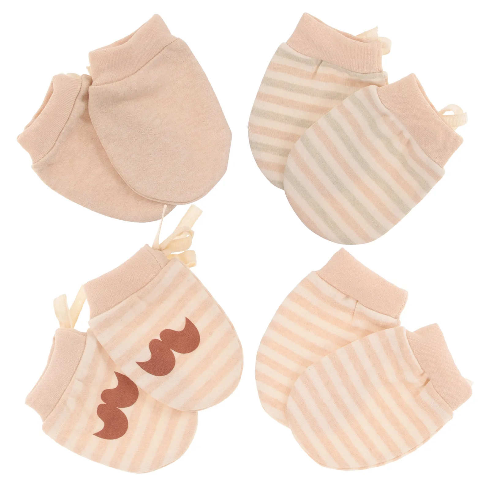 

4 Pairs Colored Cotton Baby Gloves Newborn Mittens Infant Girl Hand Covers No Scratch Soft Safe Matching Outfits