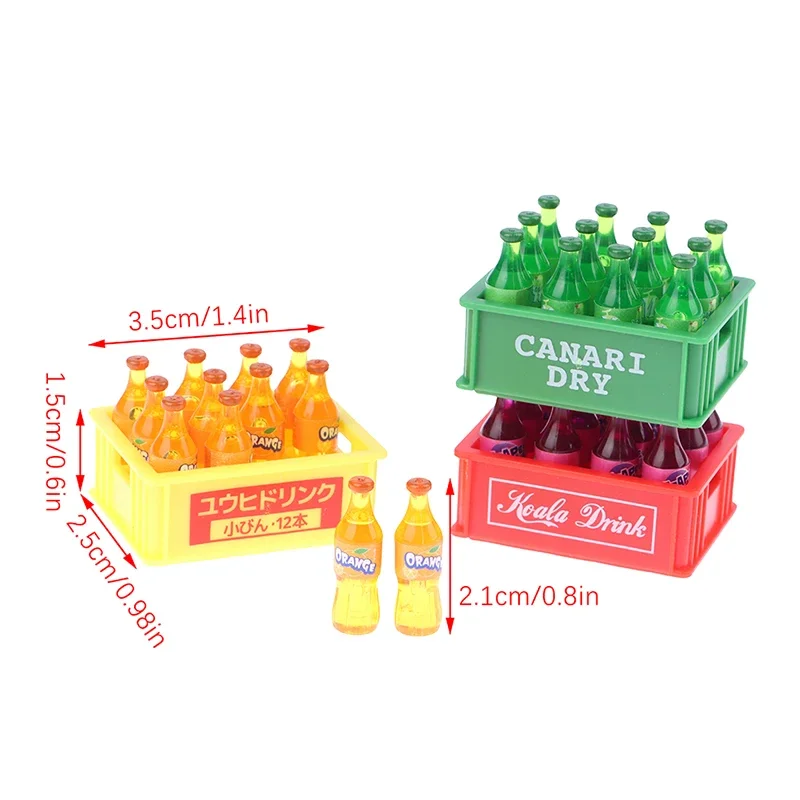 1 conjunto 1:12 casa de bonecas em miniatura bebidas garrafa de refrigerante com caixa de armazenamento modelo casa de boneca cena viva decoração brinquedo меблі дляatihл