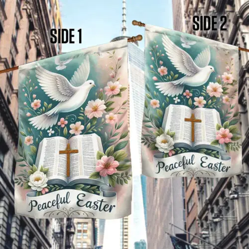 Easter Day Christian Bible Jesus Cross Peaceful Easter Flag Garden Flag