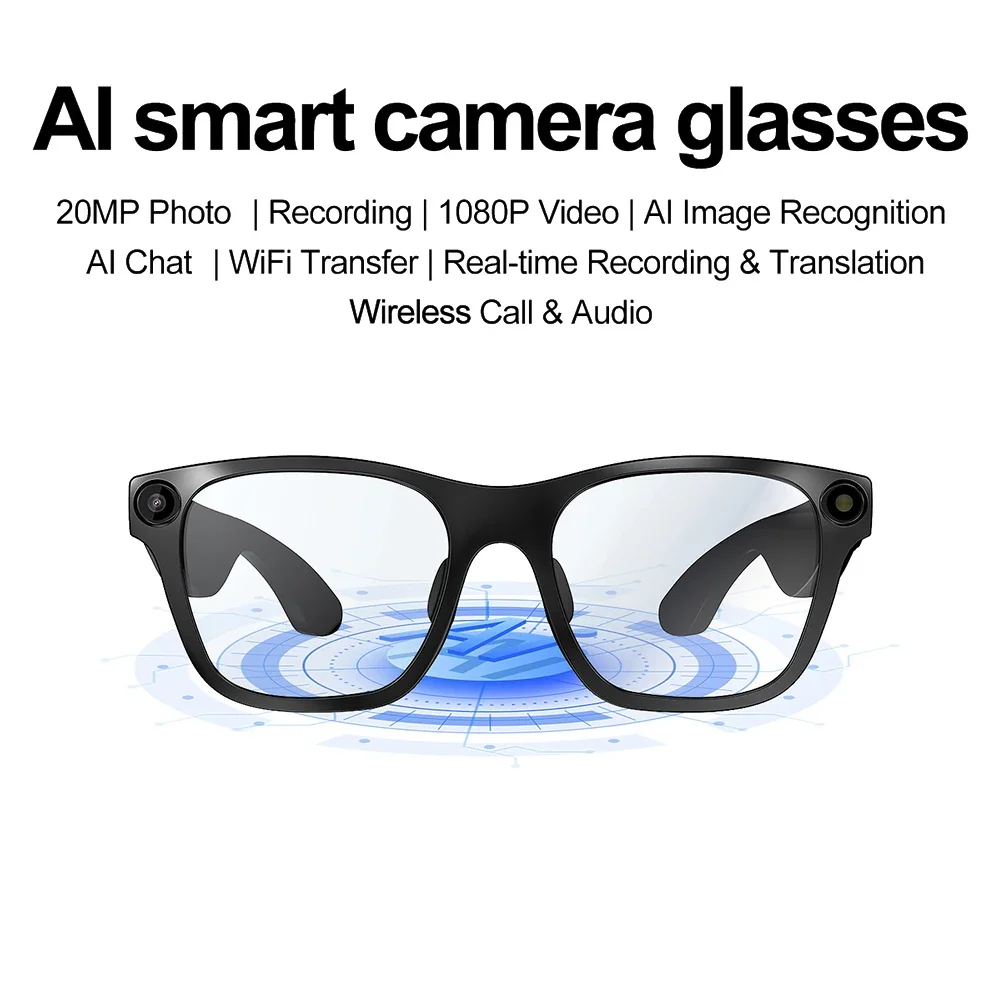 

A Pair of Smart Glasses Video Recording Photo Taking Audio Recording Music Playback Voice Call AI Conversation Translation