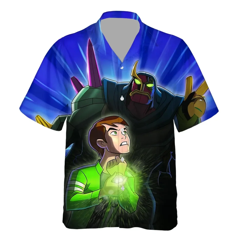 أنيمي Omnitrix Ben10 تأثيري ثلاثية الأبعاد طباعة قمصان نمط قمصان هاواي الصيف النساء قصيرة الأكمام بلوزة عادية الشاطئ